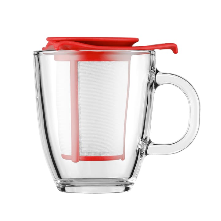 Yo-Yo tea cup with strainer, red Bodum