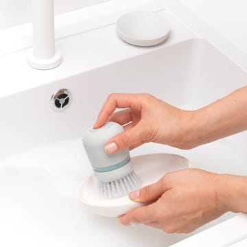 Brabantia dish soap holder with dish brush - light grey - Brabantia