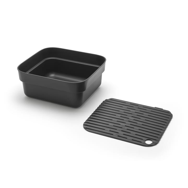 Sinkside dish bowl with drying tray 34x37 cm, Dark grey Brabantia