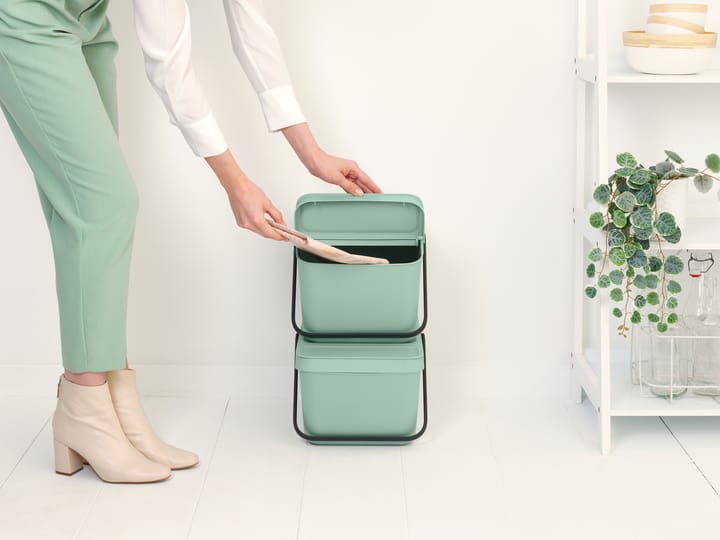 Sort & Go stackable waste bucket 20 L, Jade Green Brabantia