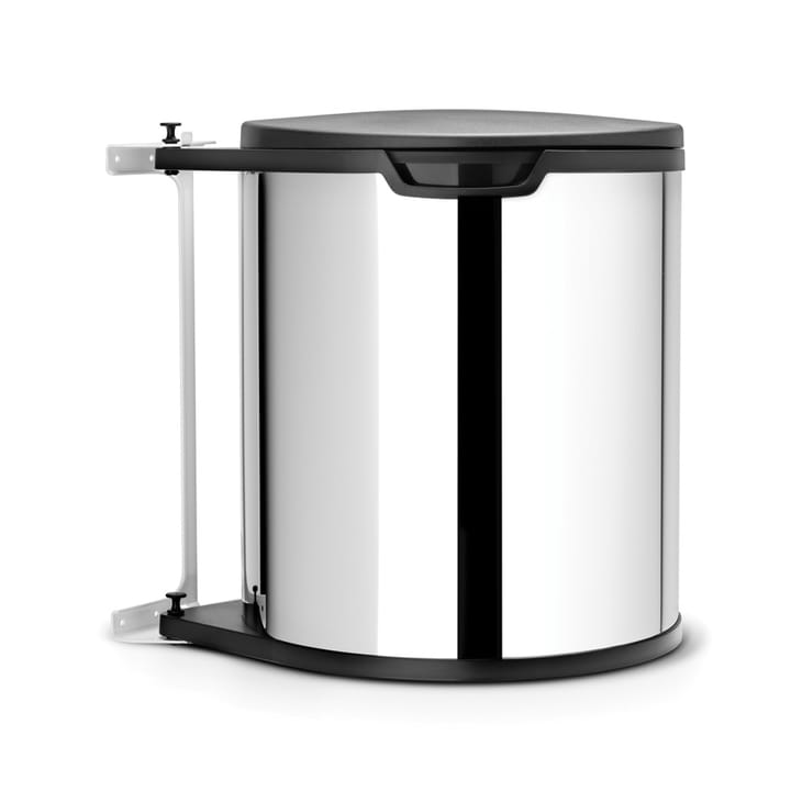 Waste bin for cabinet round, plastic inner bin (incl brackets) 15 L, Brushed stainless steel Brabantia