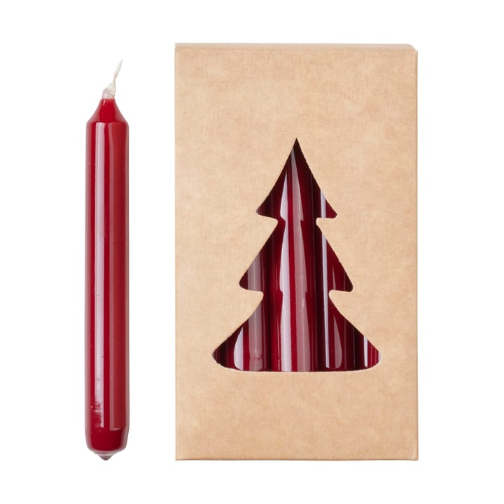 Broste Christmas tree candle glossy Ø1,2x10,2 cm 20 pack, Burgundy Broste Copenhagen