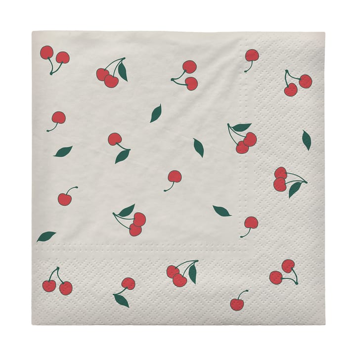 Cherry napkins 33x33 cm 20-pack, Off white-red Broste Copenhagen