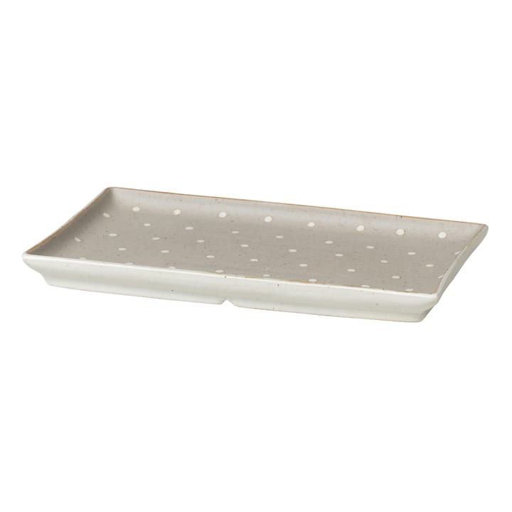 Eli plate 17.6x20 cm, matte soft light grey dots Broste Copenhagen