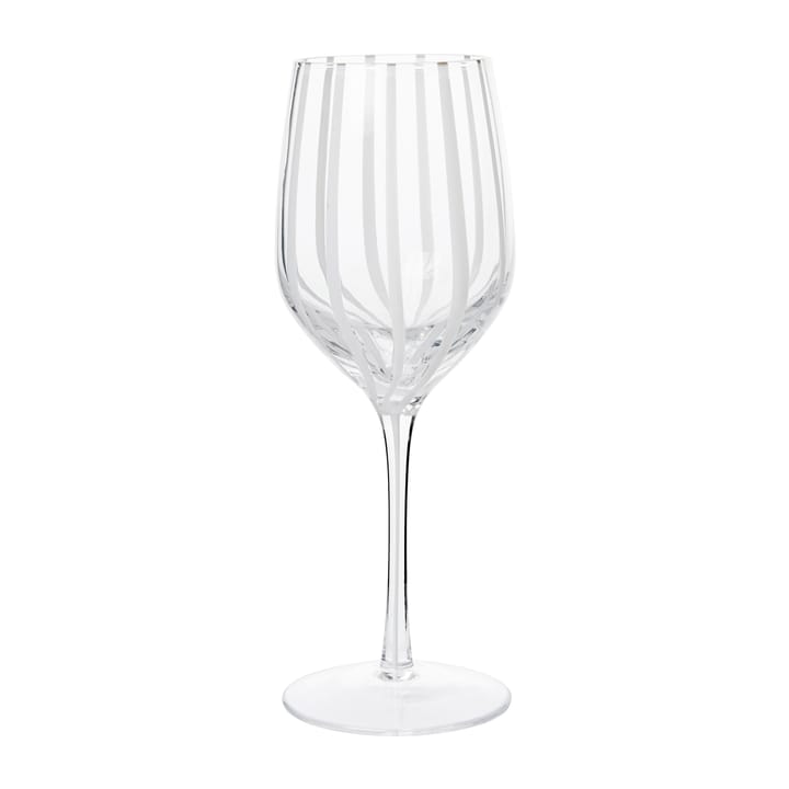 Stripe white wine glass 35 cl, Clear-white stripes Broste Copenhagen