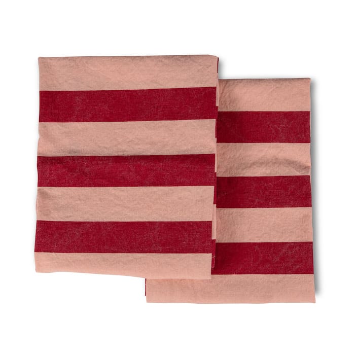 Leya stripe kitchen towel 50x70 cm 2-pack, Red-pink Byon