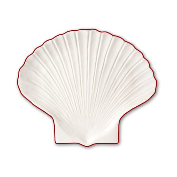 Shell Line side plate S 13x16 cm, White-red Byon