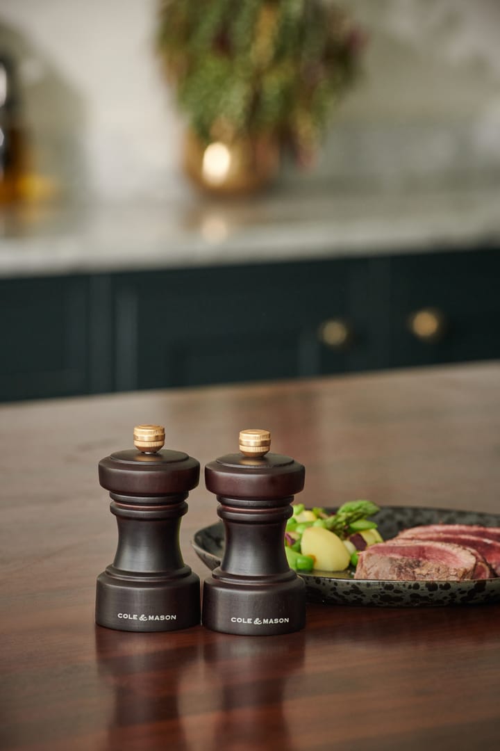 Hoxton salt and pepper grinder set 10 cm, Chocolate Cole & Mason