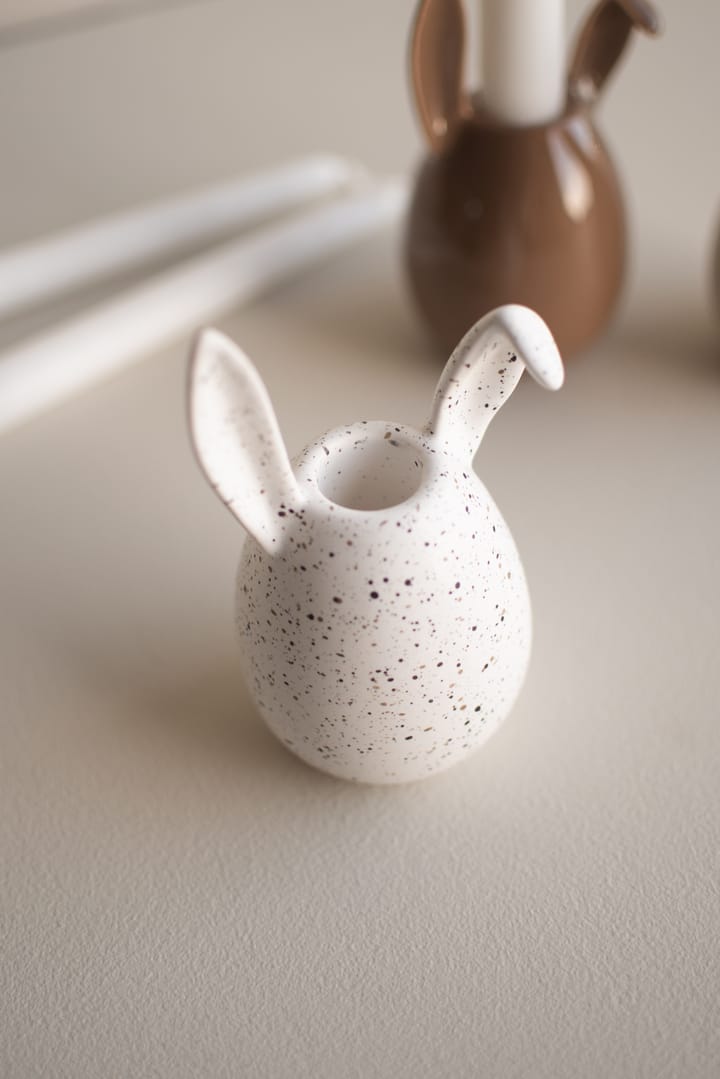 Rabbit candlestick 13 cm, White dot DBKD