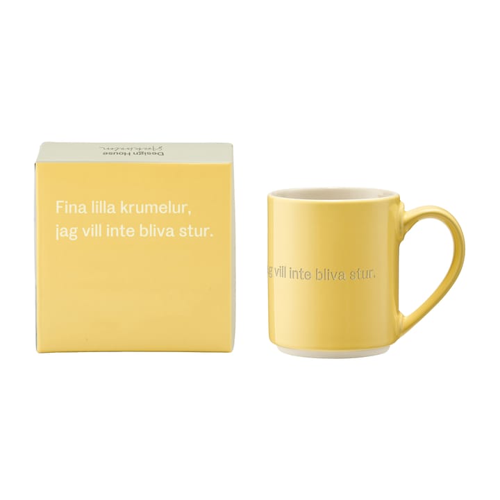 Astrid Lindgren mug. fina lilla krumelur, Swedish text Design House Stockholm