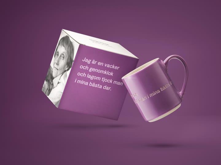 Astrid Lindgren mug, I am handsome, lila-swedish Design House Stockholm