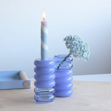 Bubble 2-in-1 vase and candle holder 13.5 cm - Blue - Design Letters