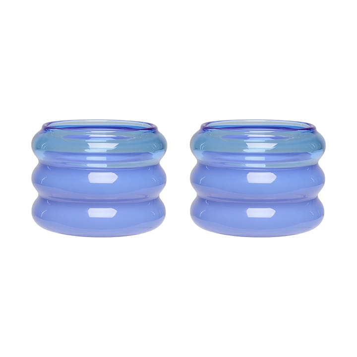 Bubble tealight holder Ø5,6 cm 2 pack, Blue-milky blue Design Letters