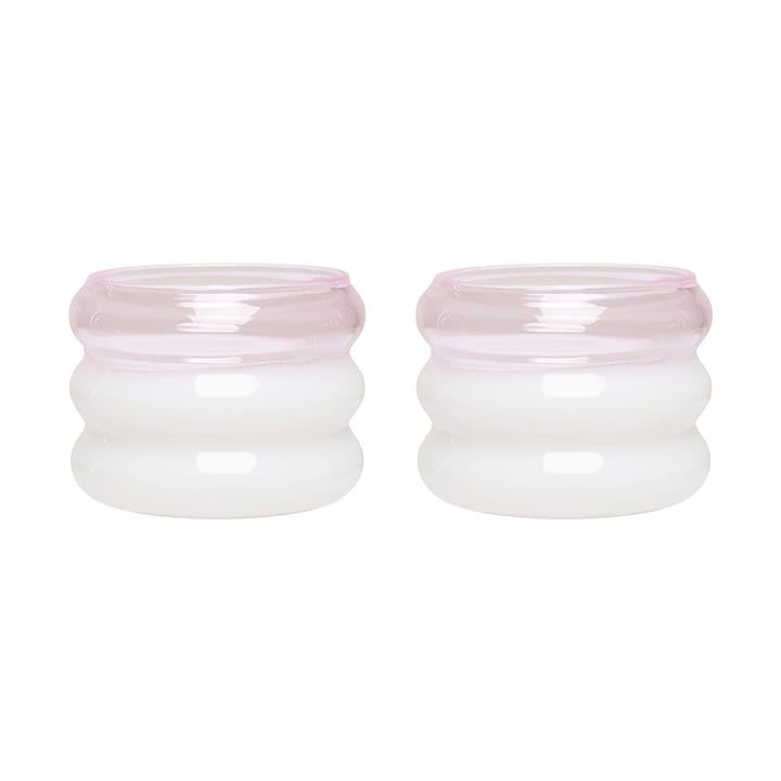 Bubble tealight holder Ø5,6 cm 2 pack, Milky white-pink Design Letters