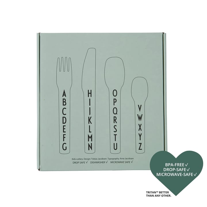 Design Letters children's cutlery melamine, green Design Letters