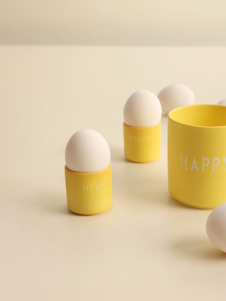 Design Letters egg cup 2-pack, Hello-yellow Design Letters