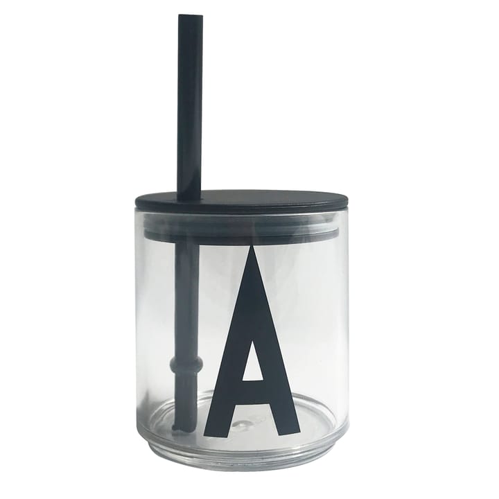 Design Letters straw with lid, Black Design Letters