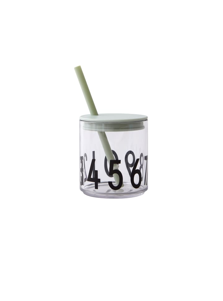 Design Letters straw with lid, Green Design Letters