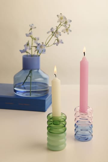 Hoop candle sticks Ø3.5x9 cm - Green-milky green - Design Letters