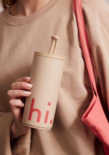 Travel Life thermos with straw 50 cl - Hi-beige - Design Letters