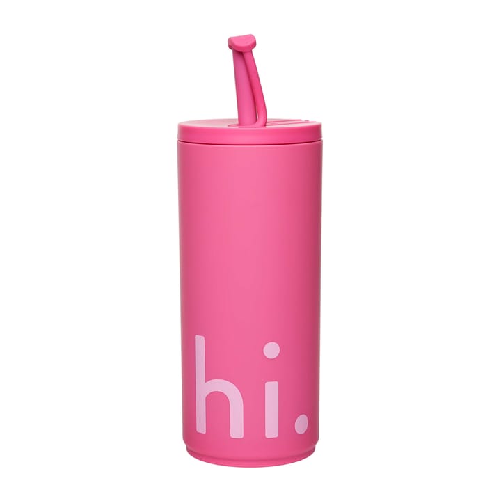 Travel Life thermos with straw 50 cl, Hi-cherry pink Design Letters