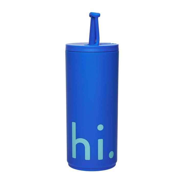 Travel Life thermos with straw 50 cl, Hi-cobalt blue Design Letters