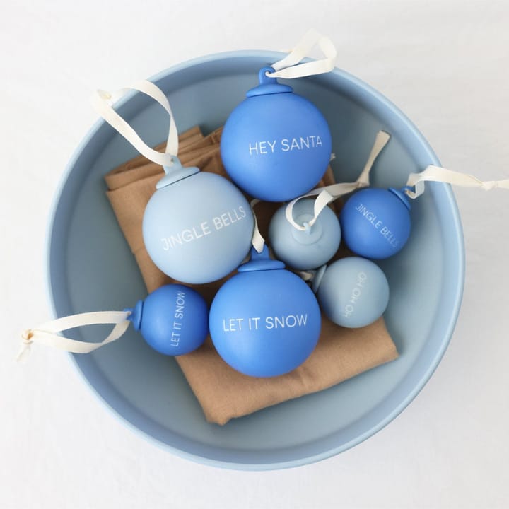 XMAS Stories christmas bauble Ø4 cm 4 parts, Cobalt blue-light blue Design Letters