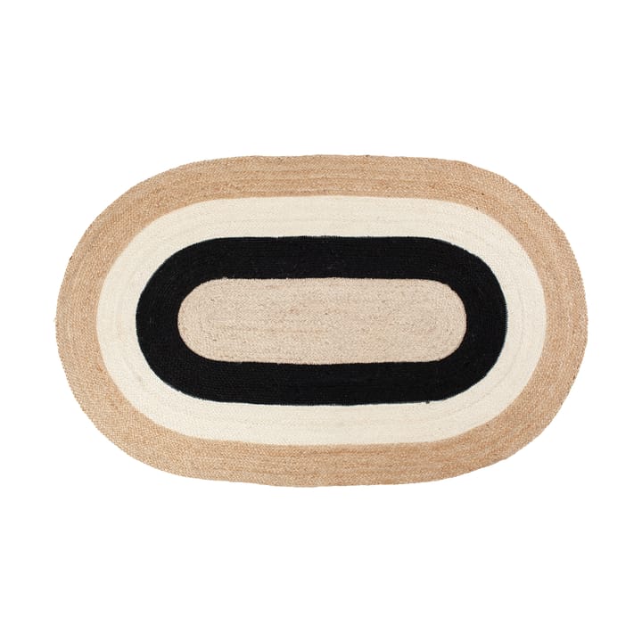 Elin striped oval jute rug 92x150 cm - Black - Dixie