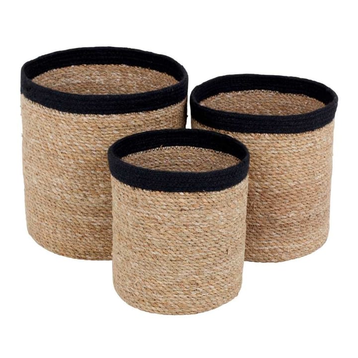 Emil basket seagrass cylinder large 3 pcs, Black Dixie