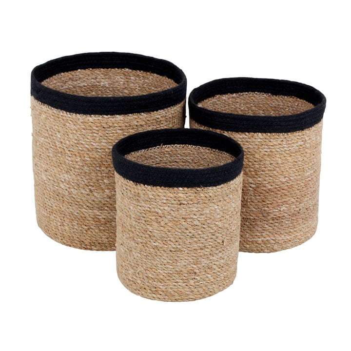 Emil storage basket 3-pack small, nature-black Dixie