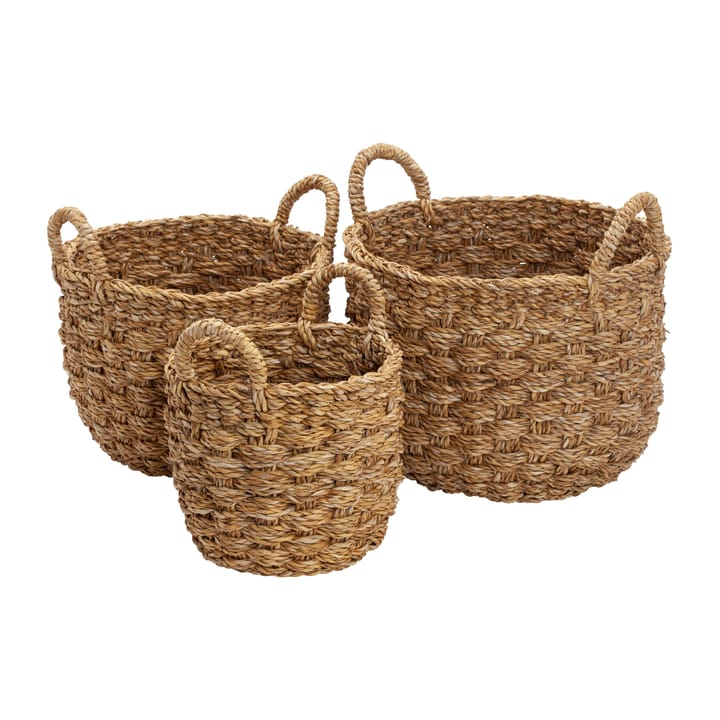 Esther storage basket round 3-pack, Natural Dixie