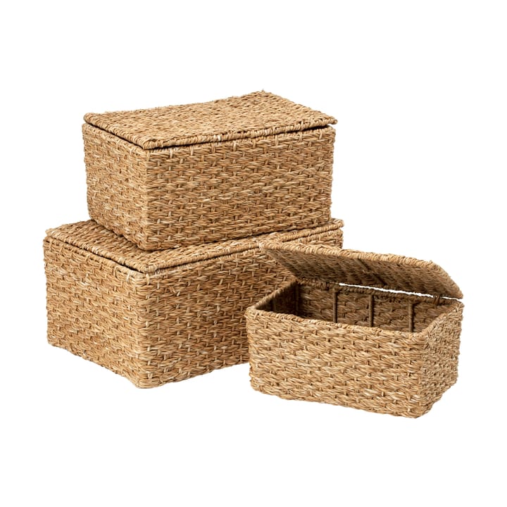 Esther storage box with lid 3 pieces, Natural Dixie