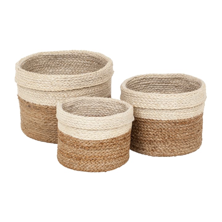 Plaited storage box 3-pack, Nature-white Dixie