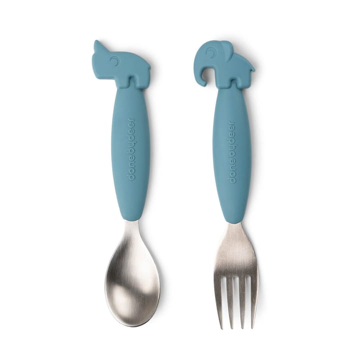 Deer Friends Easy-grip cutlery set 2 pieces - Blue - Done by deer