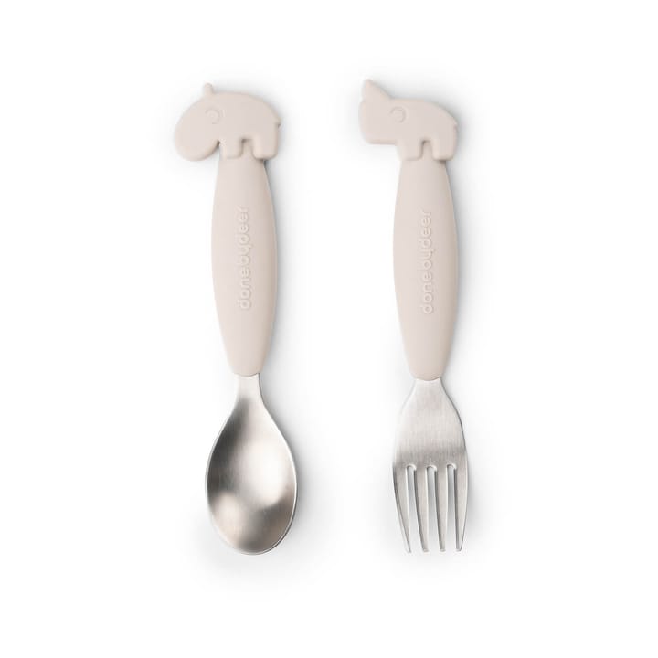 Deer Friends Easy-grip cutlery set 2 pieces - Sand - Done by deer