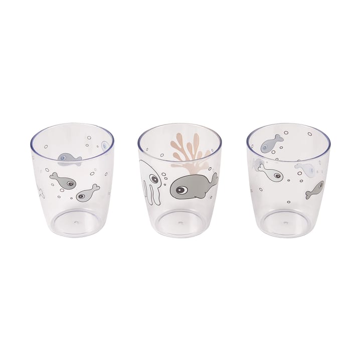 Sea Friends Yummy Mini Glasses 3-Pack 12 cl, Mustard grey Done by deer