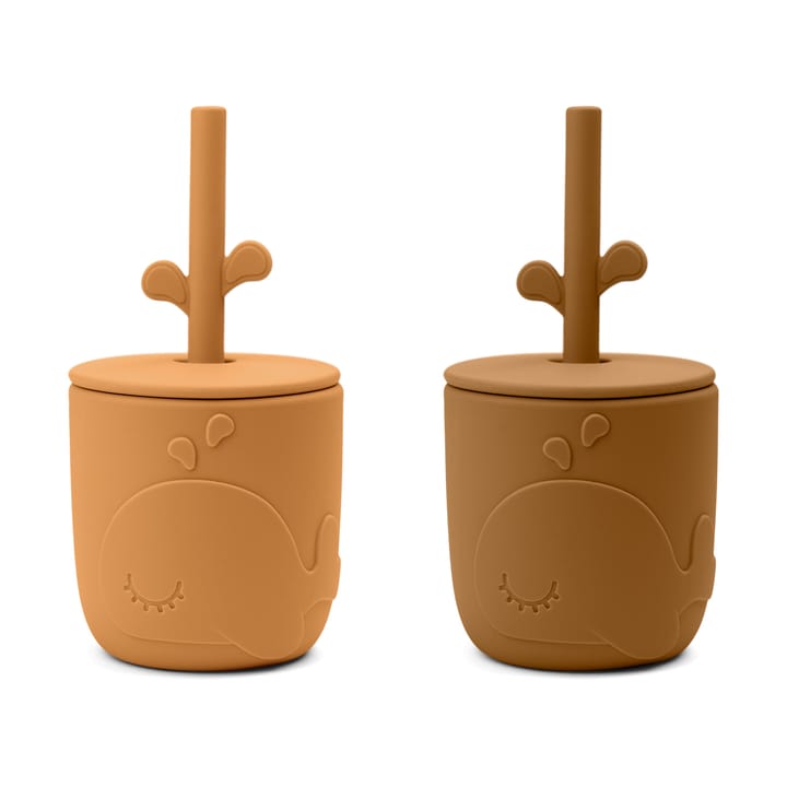 Wally mug with peekaboo straw 2-pack. - Mustard - Done by deer