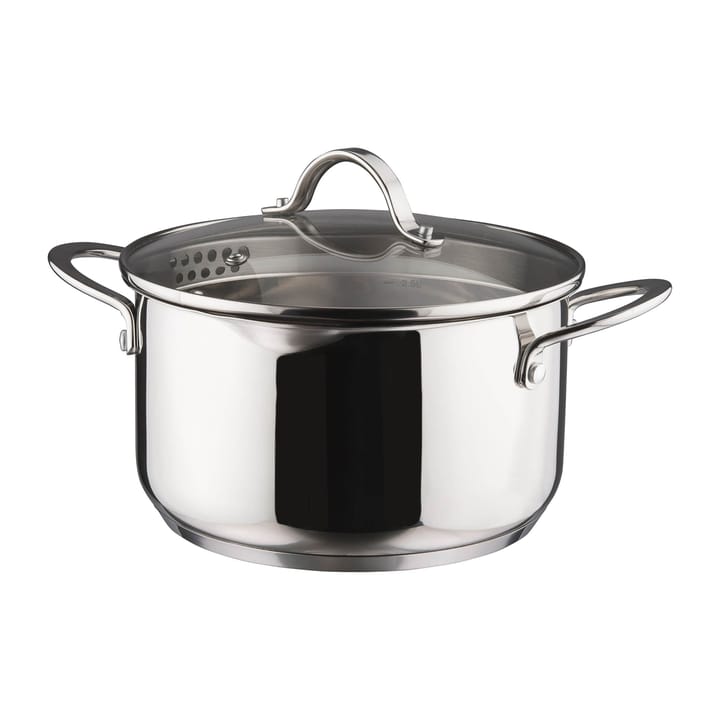 Kosmo casserole with glass lid 22 cm 3 L, Stainless steel Dorre