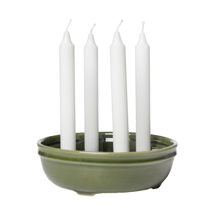 Ernst candle bowl for 4 candles, Glazed dark green ERNST