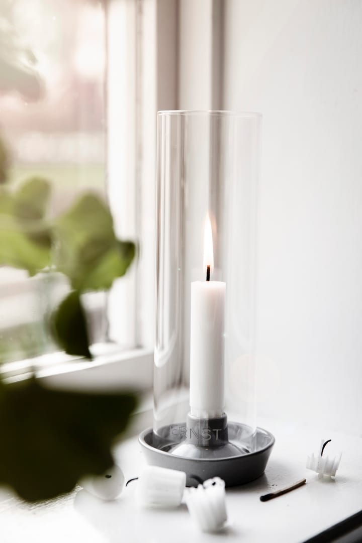 Ernst candle sticks glass cylinder, Dark grey ERNST