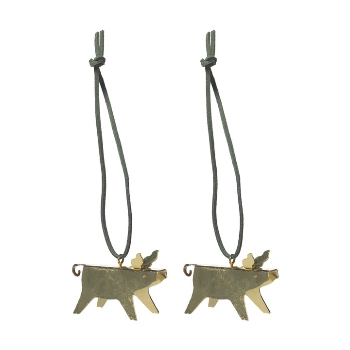 Ernst Christmas ornaments pig 2-pack, Brass 7 cm ERNST