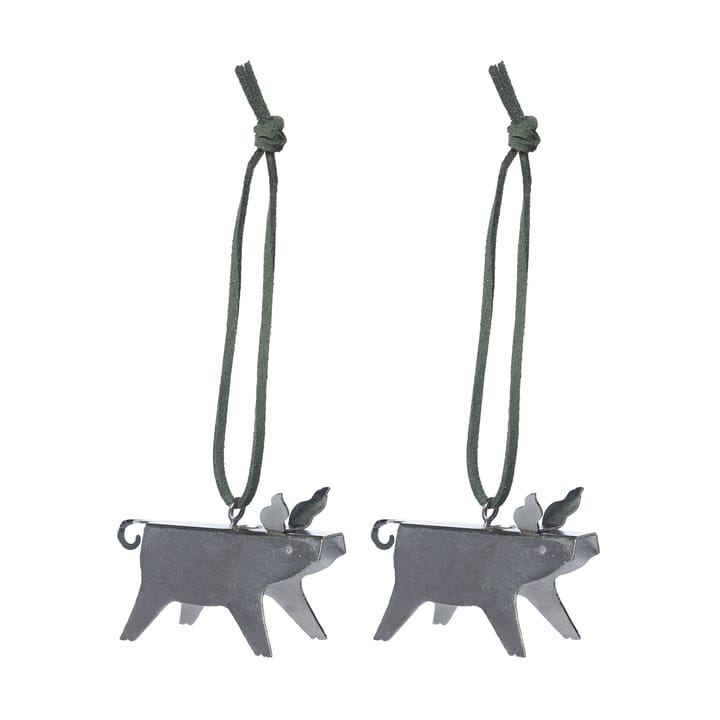 Ernst Christmas ornaments pig 2-pack - Silver 5 cm - ERNST