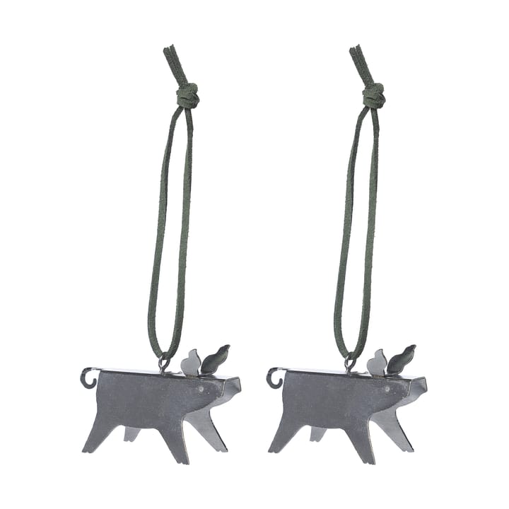 Ernst Christmas ornaments pig 2-pack - Silver 7 cm - ERNST