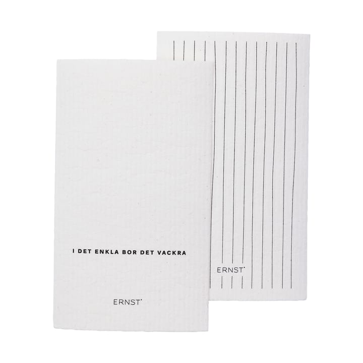 Ernst dishcloth quote/striped 2-pack - White - ERNST