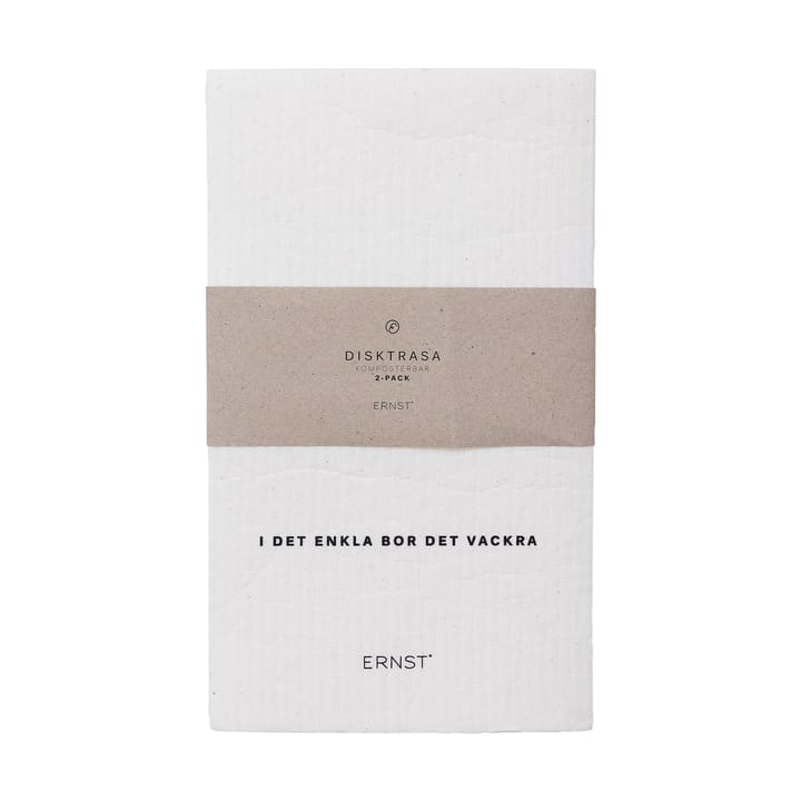 Ernst dishcloth quote/striped 2-pack, White ERNST