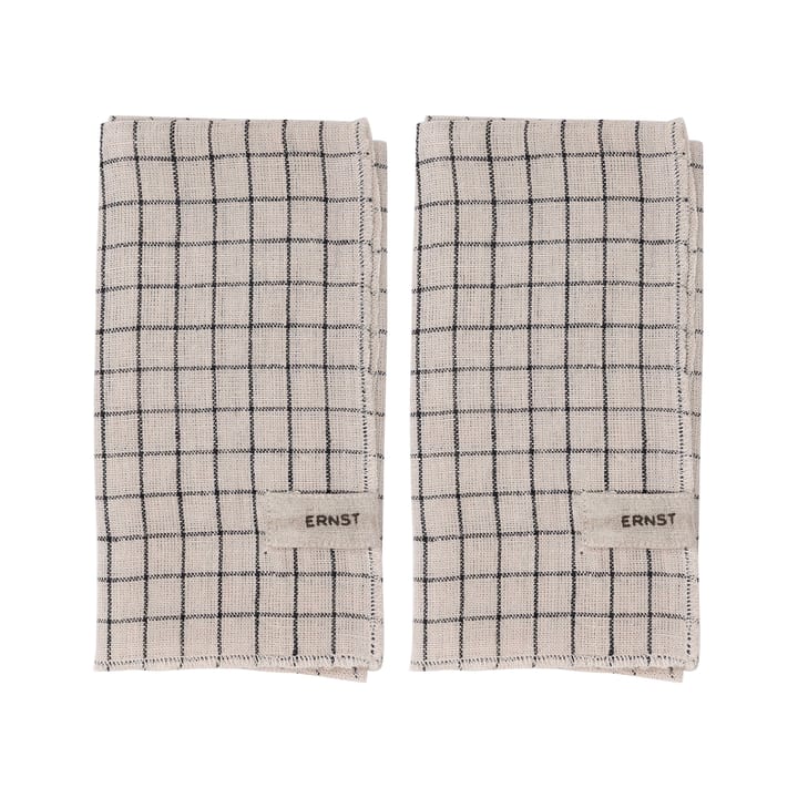 Ernst napkin 2 pack checked 40x40 cm, Black-beige ERNST