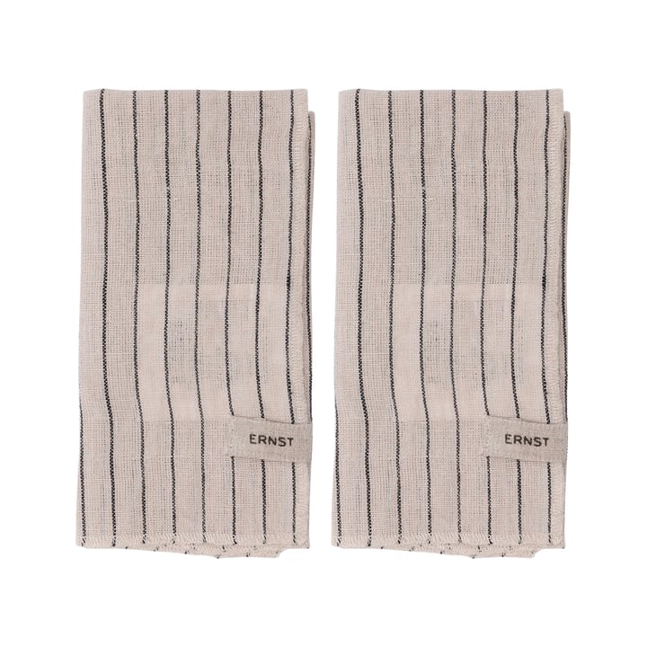 Ernst napkin 2 pack striped 40x40 cm, Black-beige ERNST