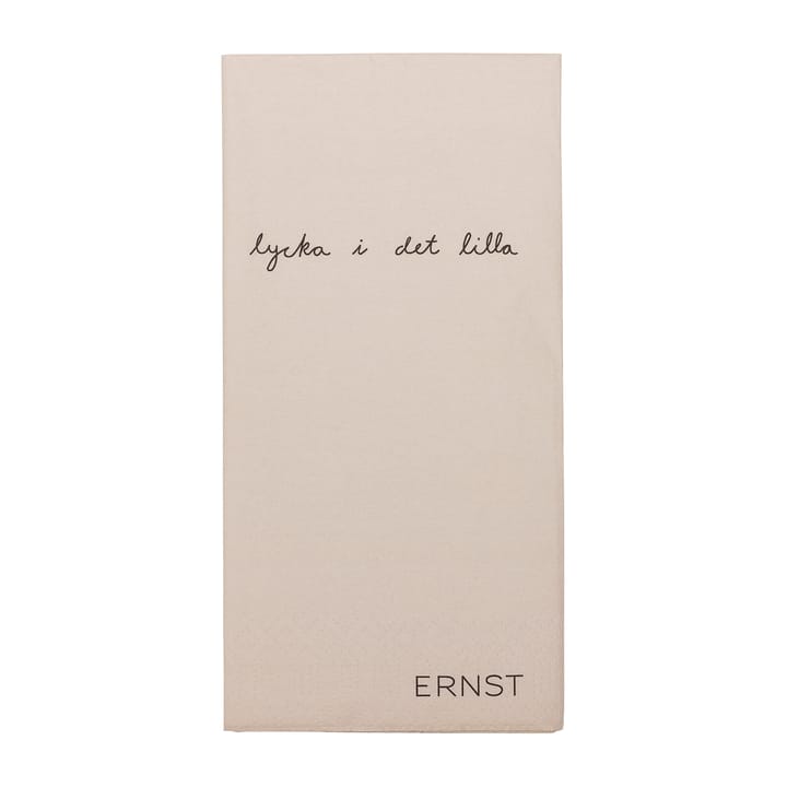 Ernst napkin with quote Lycka i det lilla 20-pack, nature-black ERNST