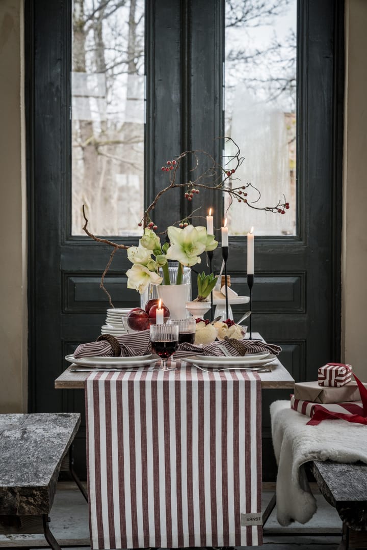 Ernst table runner wide stripes 45x250, Red-white ERNST