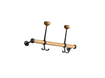 Gustav Hat Hook Rack 40 cm 2 hooks - Oak-black - Essem Design